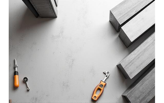 Tools laid out on a clean floor next to partially assembled modular shelving components, suggesting ease of assembly